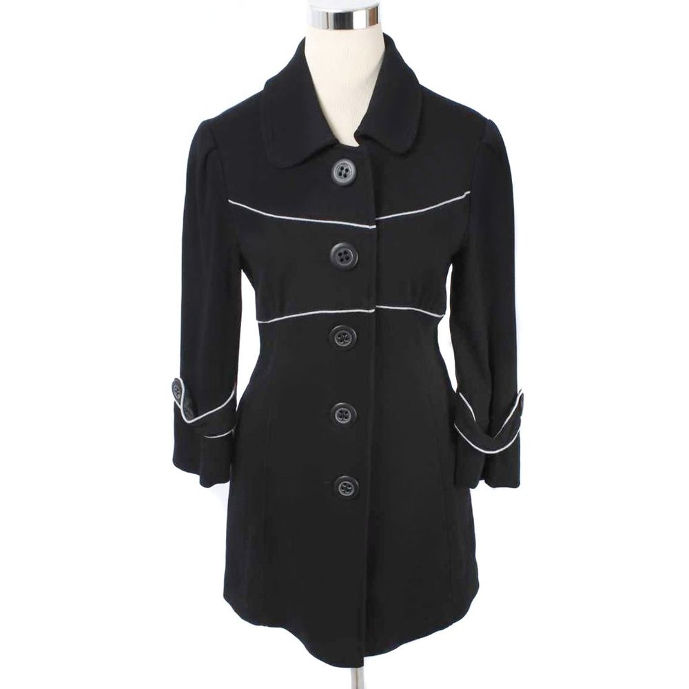 AMBITION Black Ribbed Knit 5 Button Coat
